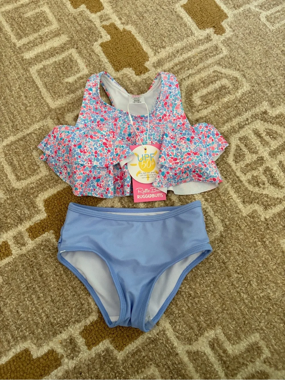 Ruffle Butts Pink & Blue Floral Ruffle Bikini